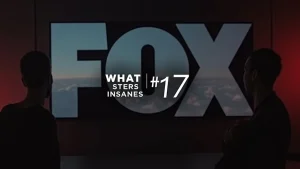 The image shows a television screen displaying the Fox channel logo above popular shows, relevant to finding where to stream Fox.